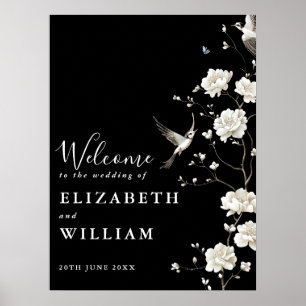 Póster Cartel de bienvenida de boda en blanco y negro con