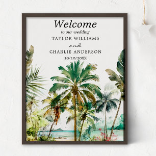 Póster Cartel de bienvenida de boda en destino de playa t