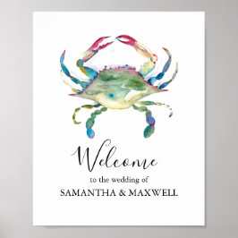 Póster Cartel de bienvenida de boda en la playa Cangrejo 