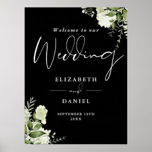 Póster Cartel de bienvenida de boda en negro y blanco con