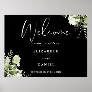 Póster Cartel de bienvenida de boda en negro y blanco con