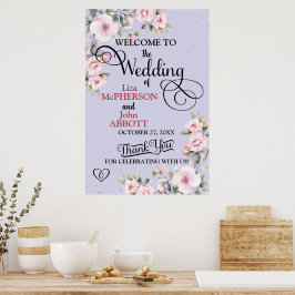 Póster Cartel de bienvenida de boda floral bonito