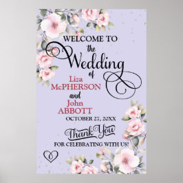 Póster Cartel de bienvenida de boda floral bonito