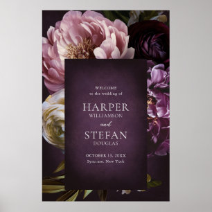 Póster Cartel de bienvenida de boda floral maximalista el