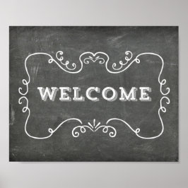 Póster Cartel de bienvenida de boda Floral Pizarra