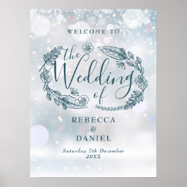 Póster Cartel de bienvenida de boda floral rústico de inv