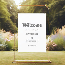 Póster Cartel de Bienvenida de Boda Formal Simple