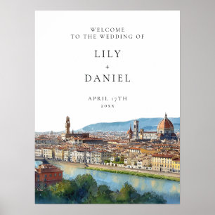 Póster Cartel de bienvenida de boda italiana en Florencia