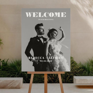 Póster Cartel de bienvenida de boda limpio y elegante