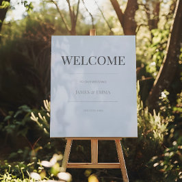 Póster Cartel de bienvenida de boda minimalista | Azul po