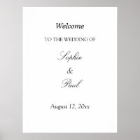Cartel de bienvenida de boda minimalista elegante