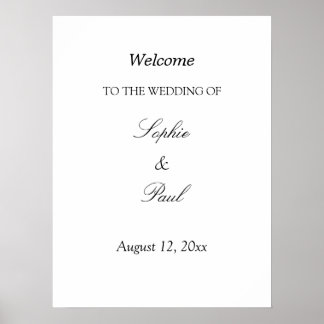 Póster Cartel de bienvenida de boda minimalista elegante