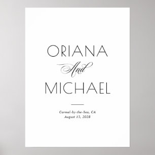 Póster Cartel de bienvenida de boda minimalista elegante