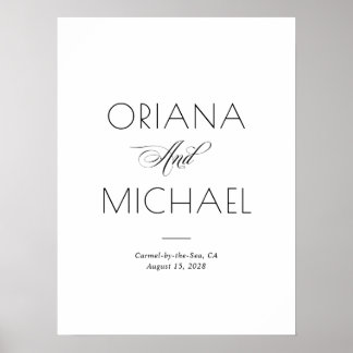 Póster Cartel de bienvenida de boda minimalista elegante