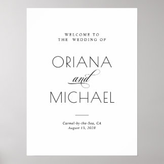 Póster Cartel de bienvenida de boda minimalista elegante