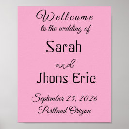 Póster Cartel de bienvenida de boda, Novia personalizada