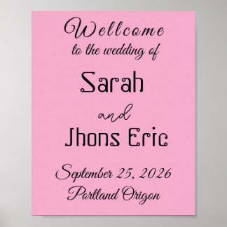 Póster Cartel de bienvenida de boda, Novia personalizada