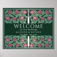 Cartel de bienvenida de boda real floral plateado 