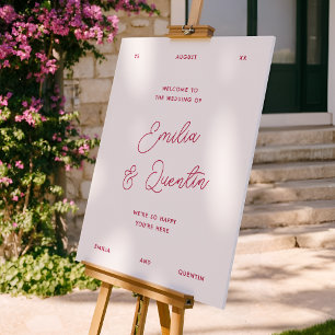 Póster Cartel de Bienvenida de Boda Retro Colorido Modern