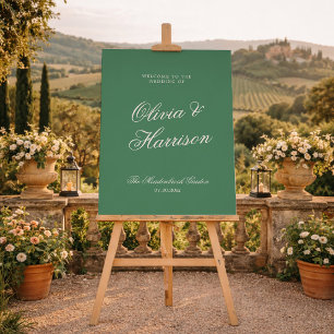 Póster Cartel de bienvenida de boda verde del club de ten