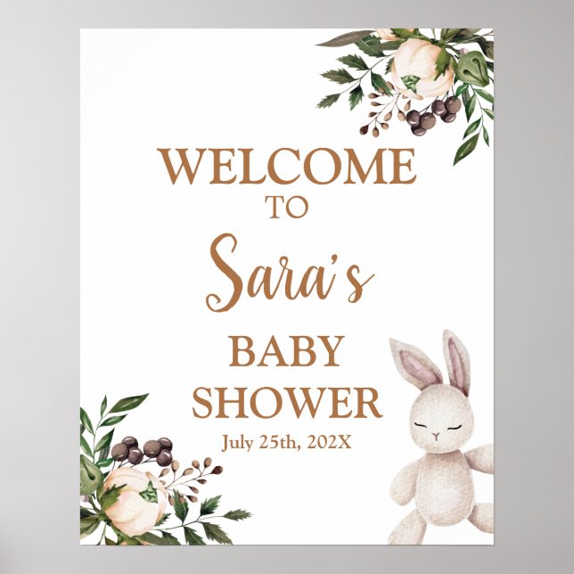 Póster Cartel de bienvenida de Boho Nursery Baby Shower (Frente)