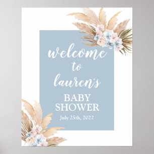 Póster Cartel de bienvenida de Boho Pampas Grass Baby Sho
