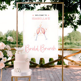 Póster Cartel de bienvenida de brunch nupcial acuarela ro