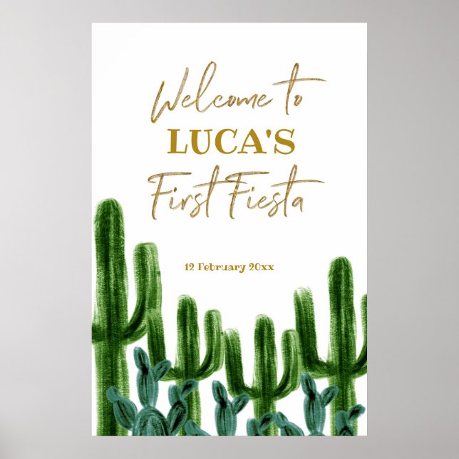 Póster Cartel de bienvenida de Cactus Mexicano (Frente)