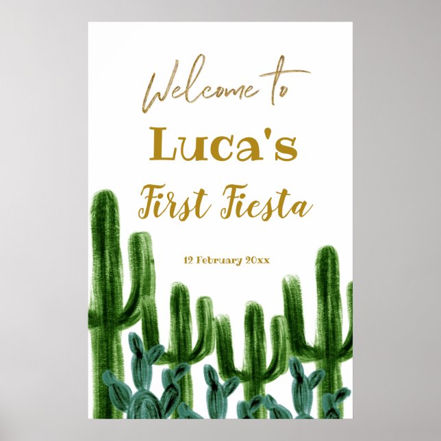 Póster Cartel de bienvenida de Cactus Mexicano (Frente)