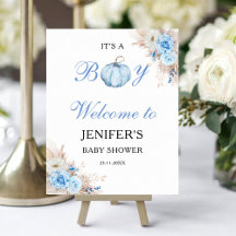 Cartel de bienvenida de calabaza para baby shower