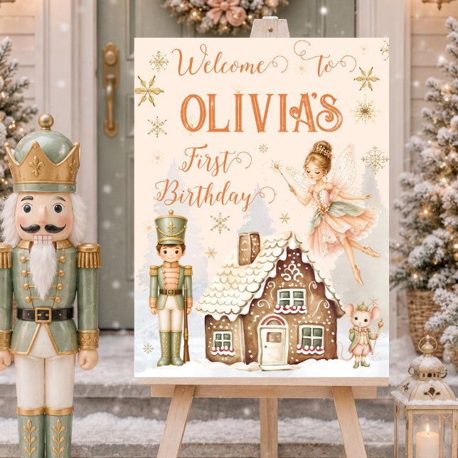 Póster Cartel de bienvenida de Cascanueces Hada de Azúcar (Sugar Plum Fairy Toy Soldier House Welcome Sign)