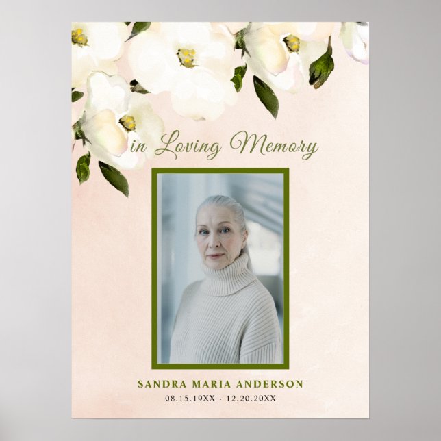 Póster Cartel de bienvenida de celebración floral funeral (Frente)