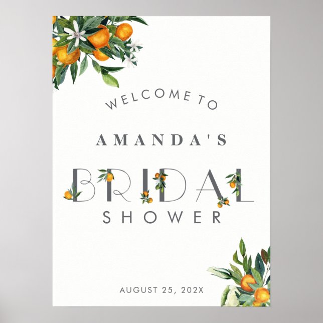 Póster Cartel de bienvenida de Citrus Bridal Shower (Frente)