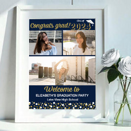 Póster Cartel de bienvenida de colaje de fotos de graduad