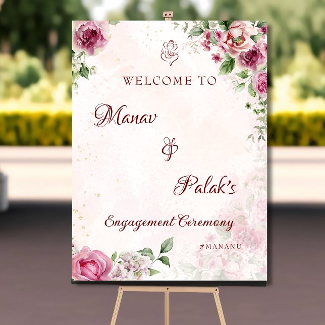 Póster Cartel de bienvenida de compromiso indio rosa (Subido por el creador)