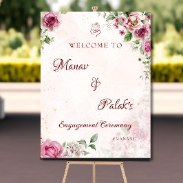 Póster Cartel de bienvenida de compromiso indio rosa
