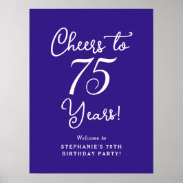 Póster Cartel de bienvenida de cumpleaños a 75 años con m