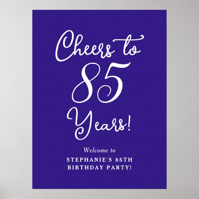 Póster Cartel de bienvenida de cumpleaños a 85 años con m (Frente)