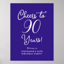 Cartel de bienvenida de cumpleaños a 90 años con m