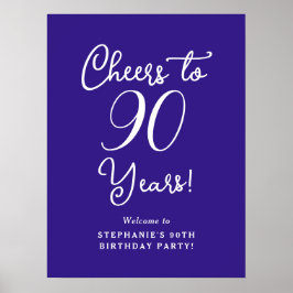 Póster Cartel de bienvenida de cumpleaños a 90 años con m