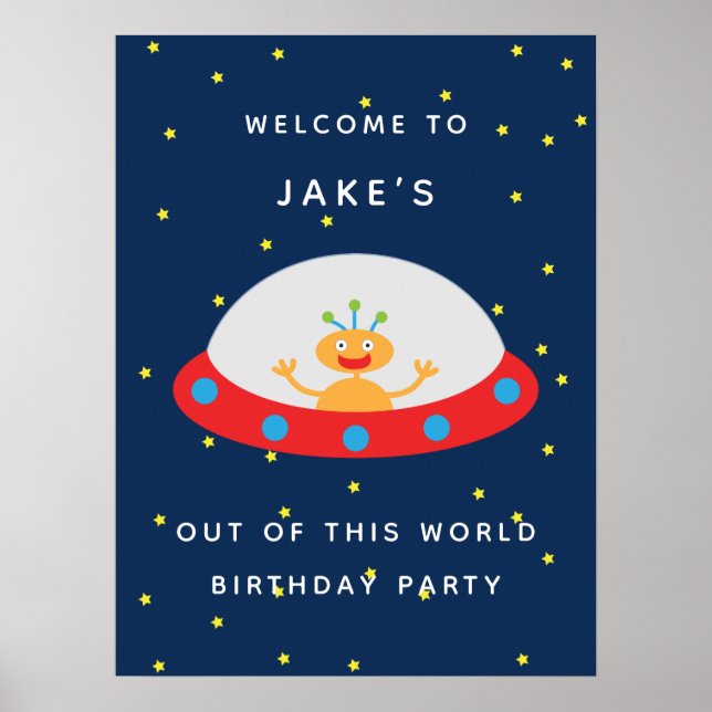 Póster Cartel de bienvenida de cumpleaños alienígena fuer (Frente)