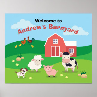 Póster Cartel de bienvenida de cumpleaños con animales
