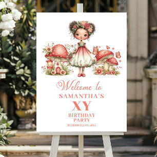 Póster Cartel de bienvenida de cumpleaños con flores de h