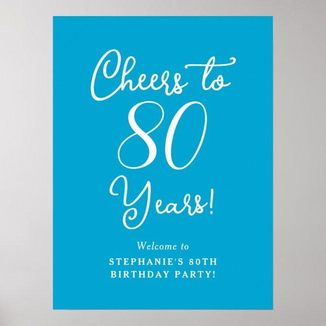 Póster Cartel de bienvenida de cumpleaños de Aqua Blue Ch (Frente)