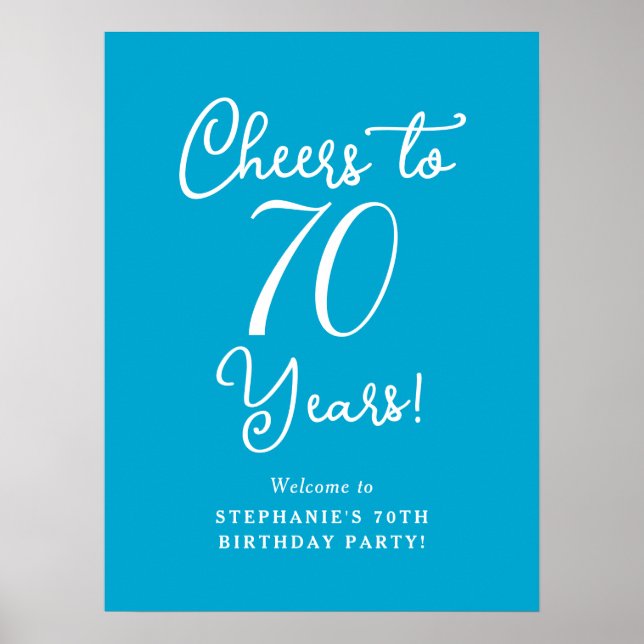 Póster Cartel de bienvenida de cumpleaños de Aqua Blue Ch (Frente)