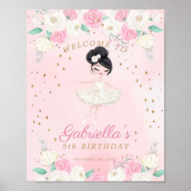 Póster Cartel de bienvenida de cumpleaños de Ballerina Tu (Frente)