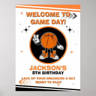 Póster Cartel de bienvenida de cumpleaños de baloncesto J