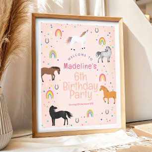 Póster Cartel de bienvenida de cumpleaños de caballo lind