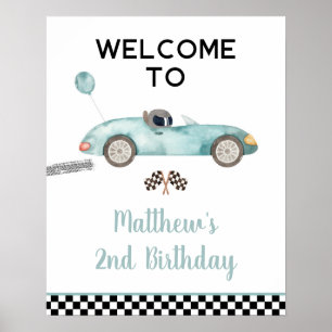 Póster Cartel de Bienvenida de Cumpleaños de Coche de Car