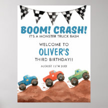 Cartel de bienvenida de cumpleaños de coches color